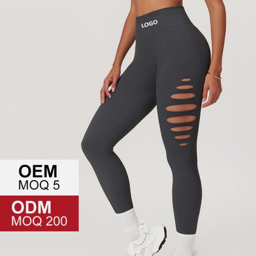Women's Hollow-Out Seamless Yoga Leggings - High Waist Scrunch Butt Lifting Running Tights for Gym and Fitness