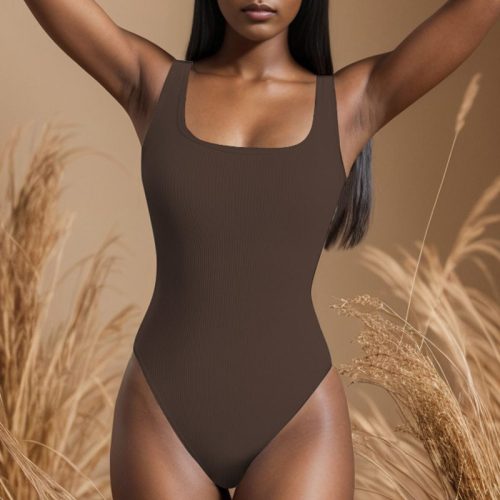 Women's Seamless Yoga Bodysuit - Waist Shaping and Hip Lifting Jumpsuit with Crotch Buckle (Gym, Fitness, Casual Wear)