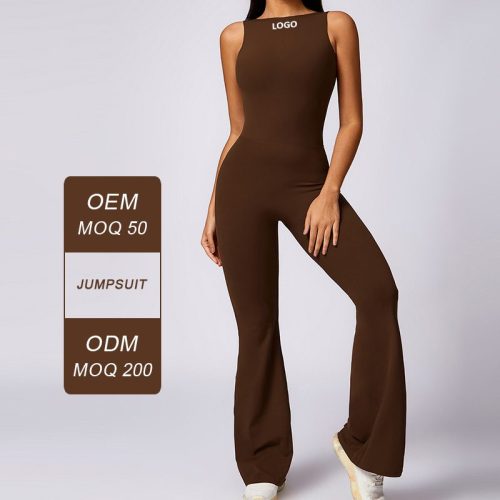 Women's Scrunch Butt Jumpsuit - Micro Flare Yoga Bodysuit with Hollow-Out Back for Gym & Running (Moisture-Wicking)