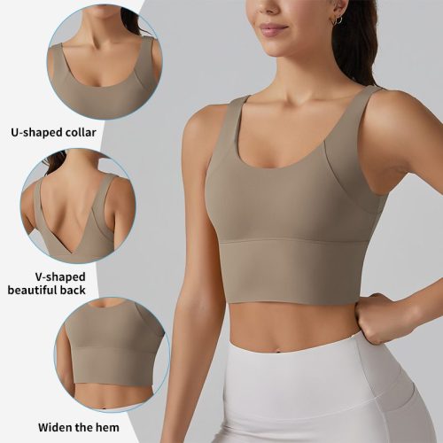 Women's High-Support Sports Bra - Deep V-Back Yoga Bra with Fixed Padding for Running & Gym (Cloud Feeling Fabric)
