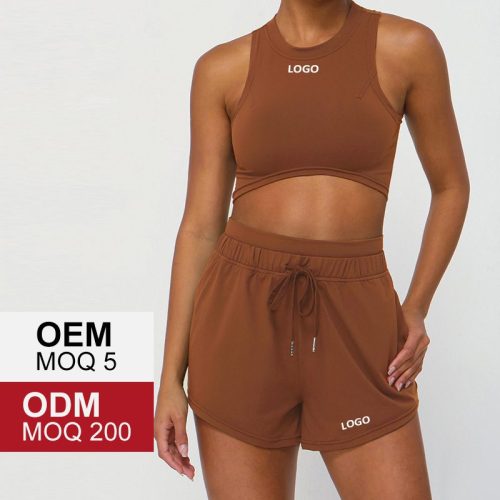 Women's High-Support Sports Set - Shock-Absorbing Vest & Pocket Shorts for Running, Tennis & Gym